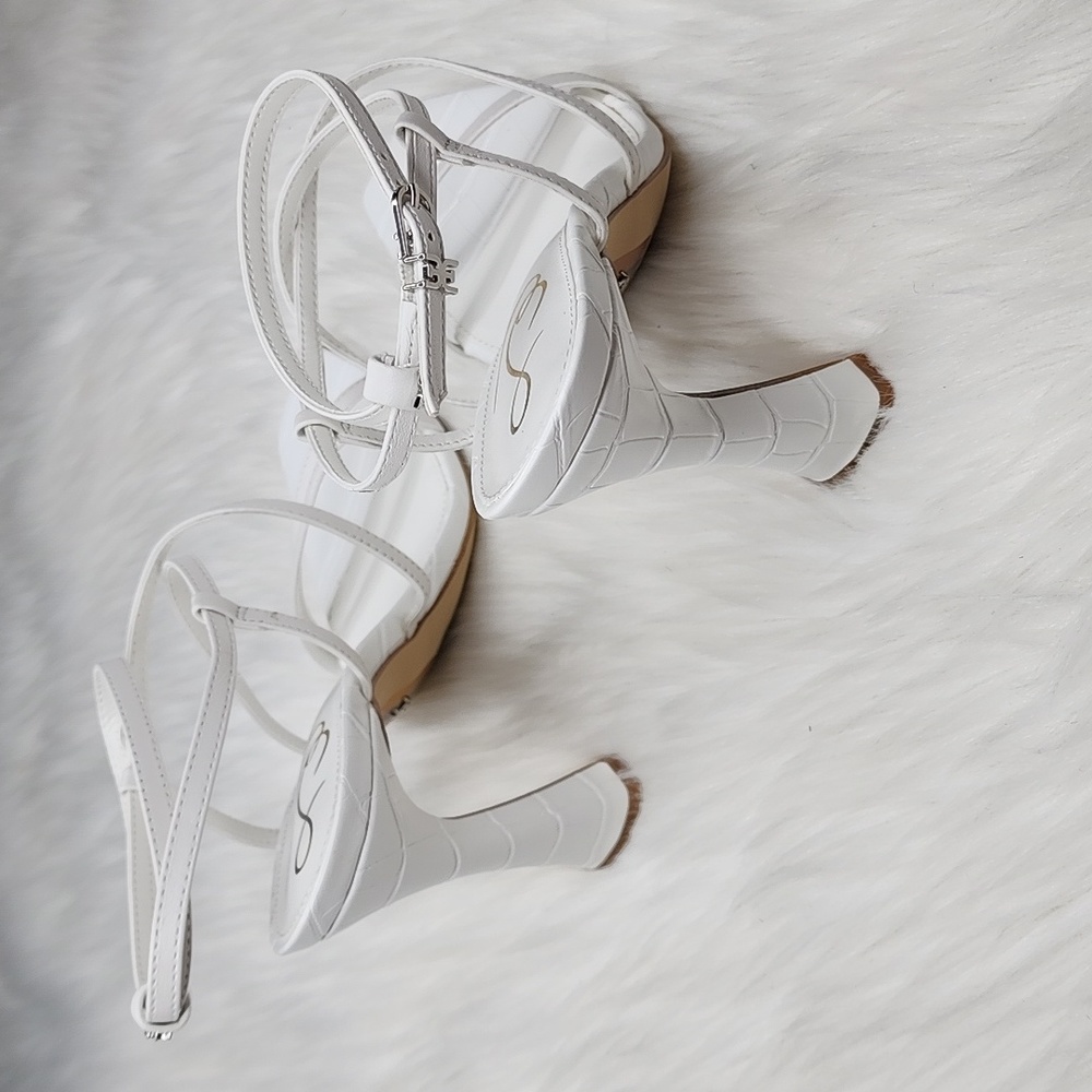 Sam Edelman Lela Strappy High Heels White Leather New In Box - Picture 11 of 17
